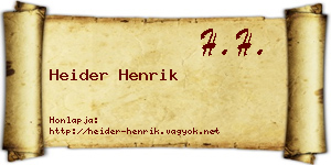 Heider Henrik névjegykártya